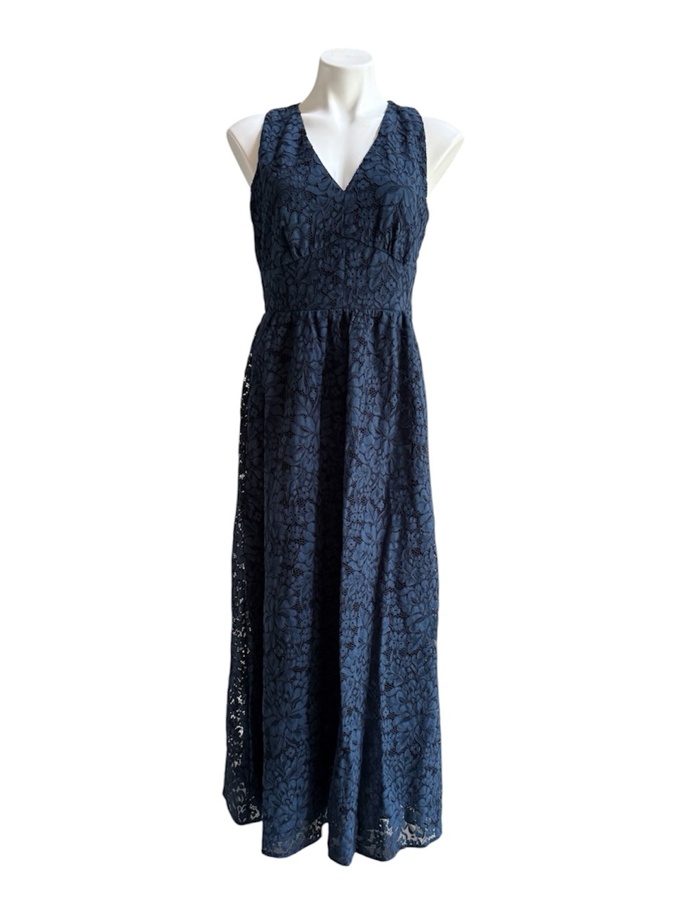Boden Lace Plunge Neck Panel Dress Navy Size 6 NWT - Picture 6 of 14